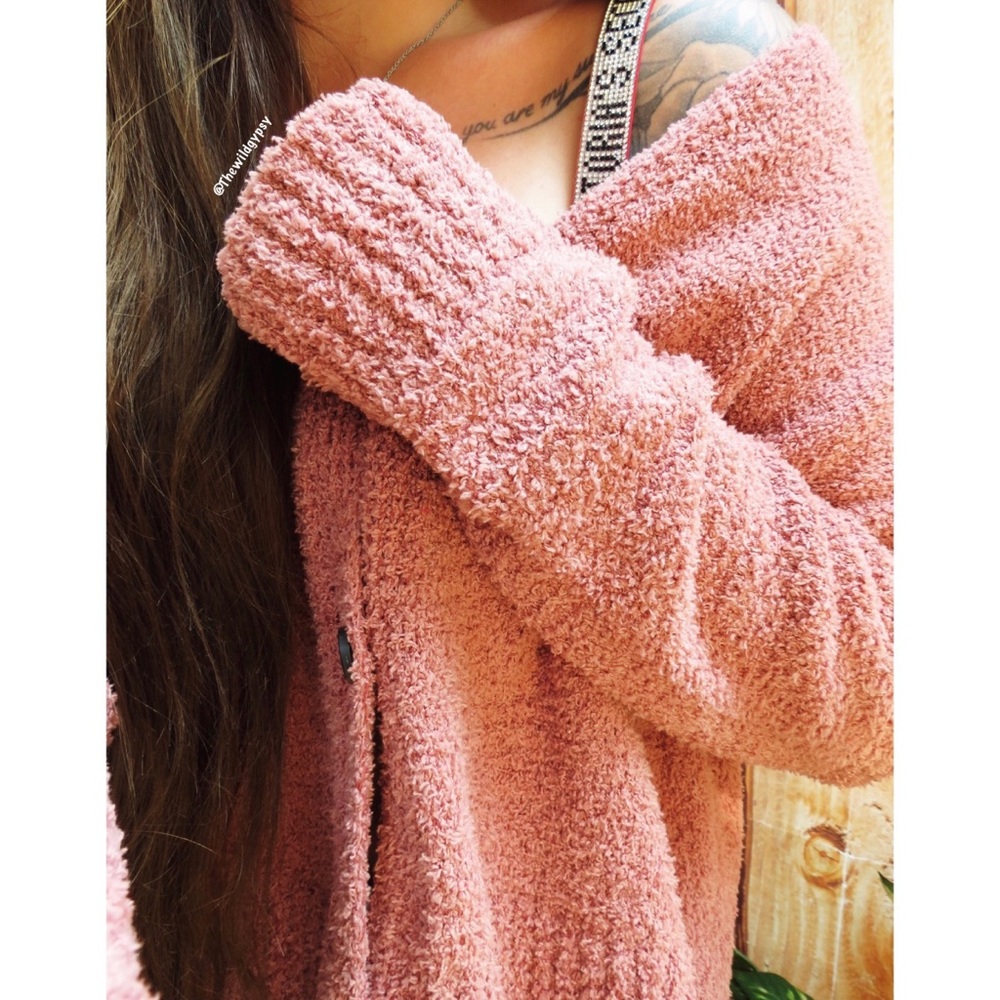Cozy blush mauve ultra plush cropped cardigan 🌿 - Picture 5 of 6